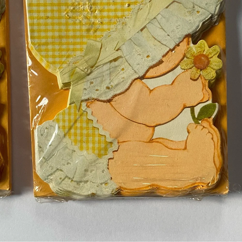 Vintage Hallmark Birth Announcements Sealed Pack Baby Girl Yellow Gingham Daisy